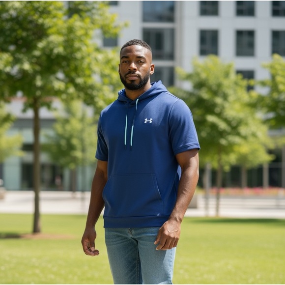 Men’s Medium Under Armour Baseball Short Sleeve Hoodie Sweater - Picture 3 of 4